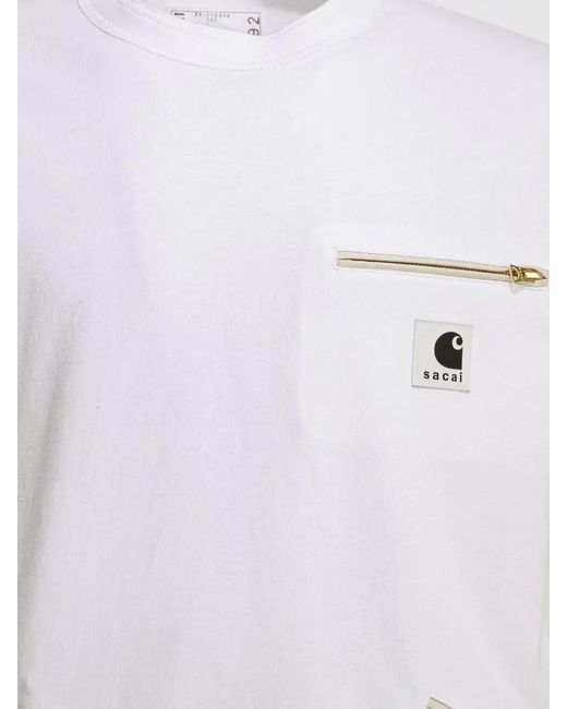 Sacai Blue Carhartt Wip Crew Neck Zip Pocket T-Shirt for men