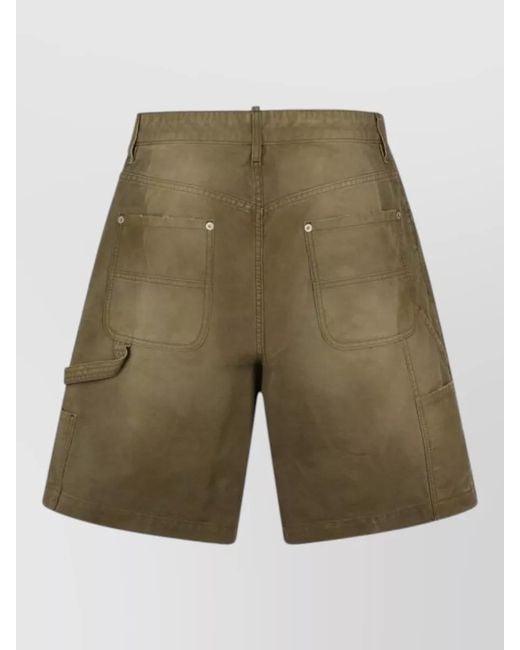 DSquared² Green Shorts Side And Back Pockets Cargo Design for men