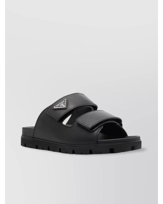 Prada Black Leather Strap Sandals for men