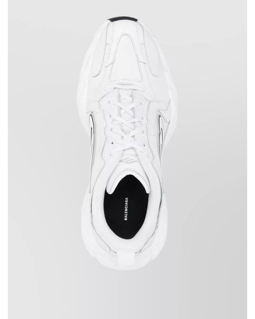 Balenciaga White Lace Up Leather Sneakers Rubber Sole Stitching for men