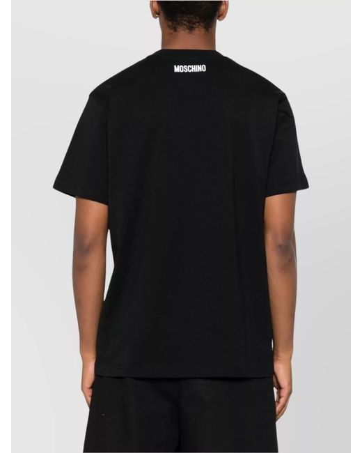 Moschino Black Cotton Embroidered Short-Sleeve T-Shirt for men