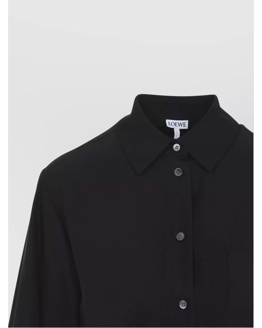 Loewe Blue Cotton Leather Belted Shirt