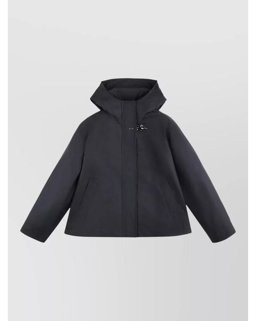 Fay Blue Hooded Jacket Long Sleeves Front Pockets