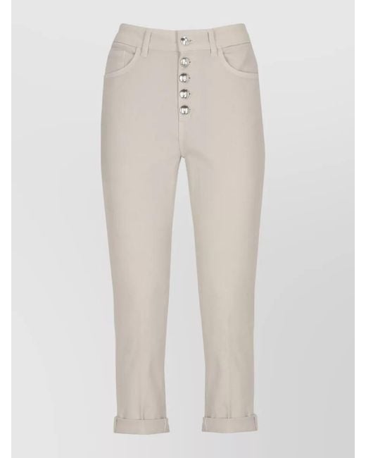 Dondup White Cropped Straight-Leg Jeans