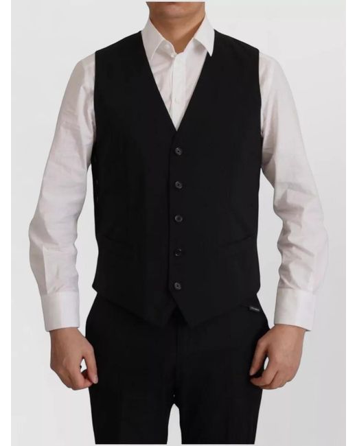Dolce & Gabbana Black Virgin Wool Suit Jacket for men