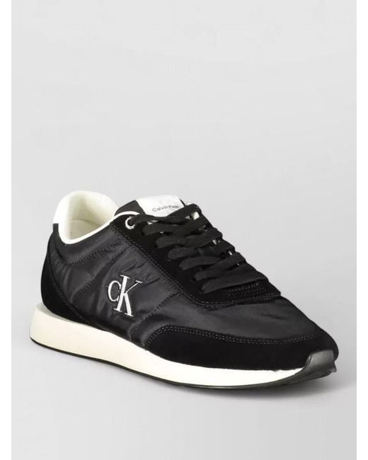 Calvin Klein Black Leather Low-Top Sneakers for men