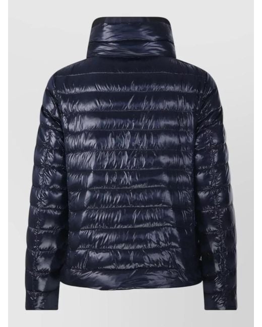 Herno Blue Down Reversible High Collar Puffer Jacket