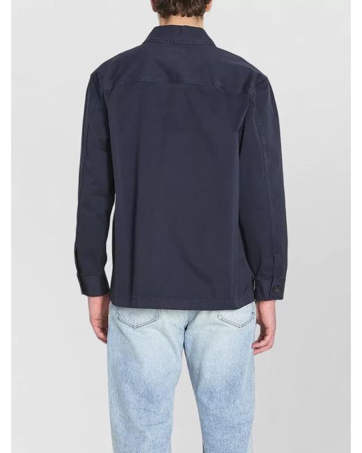 Saint Laurent Blue Cassandre Cotton Gabardine Oversized Overshirt for men