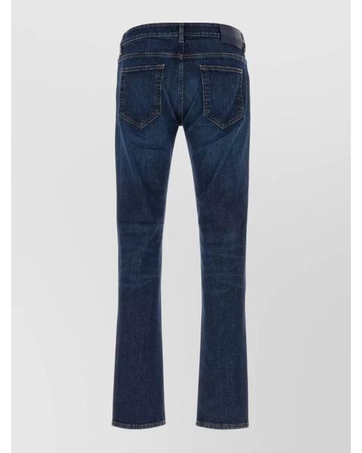 PT Torino Blue Stretch Denim Straight Leg Jeans Five Pockets for men