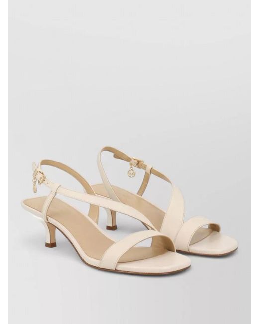 Michael Kors Natural Kitten Heel Sandals Open Toe Ankle Strap