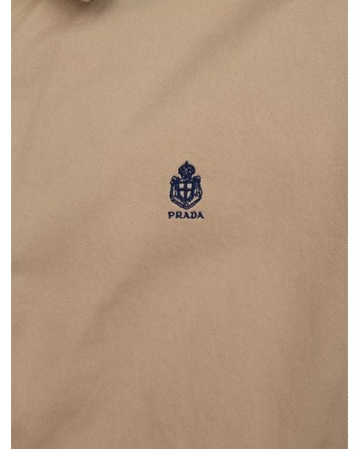 Prada Natural Short Coat Elasticated Hem Contrast Collar for men