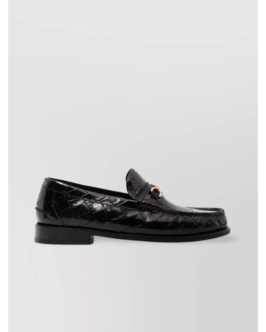Versace Black Leather Loafers for men