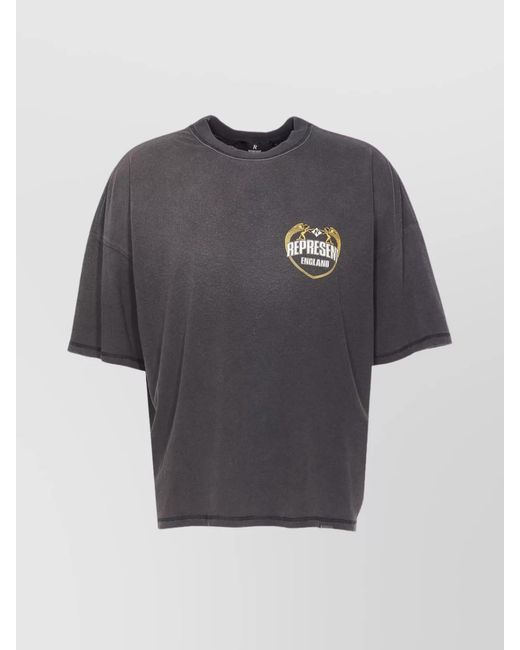 Represent Blue Organic Cotton Hemp Logo Print Short Sleeve T-Shirt for men
