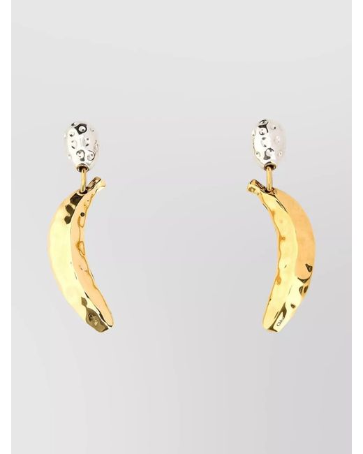 Chloé White Two-Tone Brass Hoop Earrings