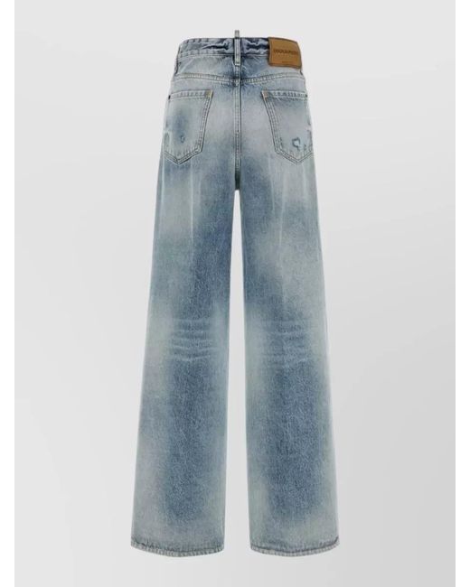 DSquared² Blue Wide Leg Denim Jeans Belt Loops