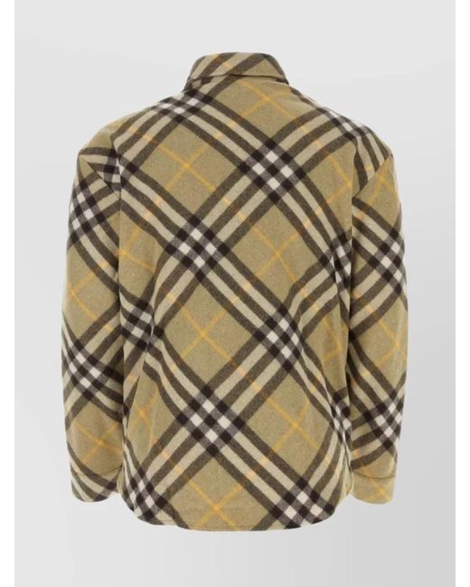 Burberry Metallic Wool Blend Printed Check Shirt for men