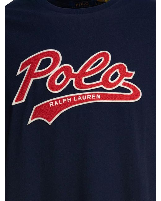 Polo Ralph Lauren Blue Logo T Shirt Crew Neck Short Sleeves for men