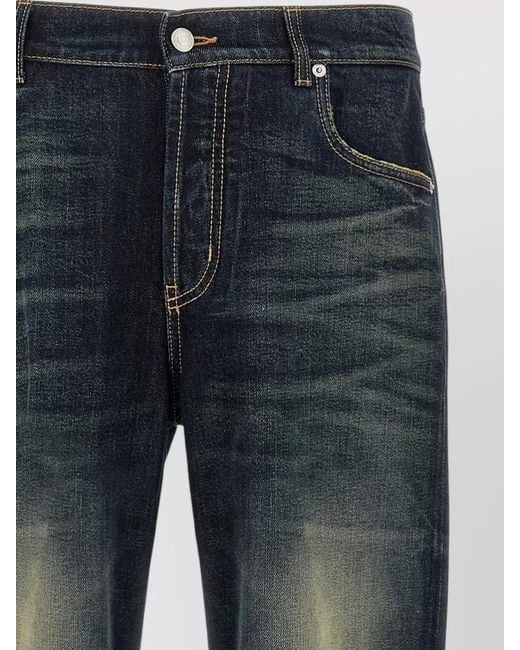 McQueen Blue Wide Leg Denim Pants Belt Loops for men