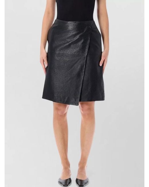Loulou Black Gora Midi Skirt High Waist A Line