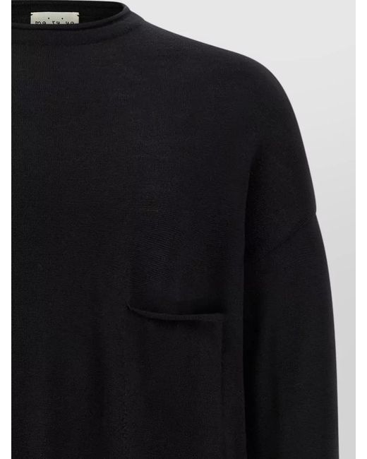Ma'ry'ya Black Wool Sweater Crew Neck Chest Pocket for men