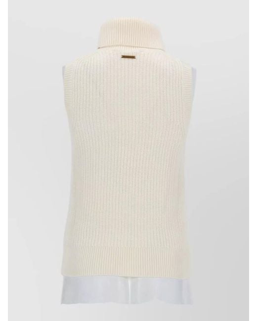 Michael Kors White Sleeveless Turtleneck Knitted Top