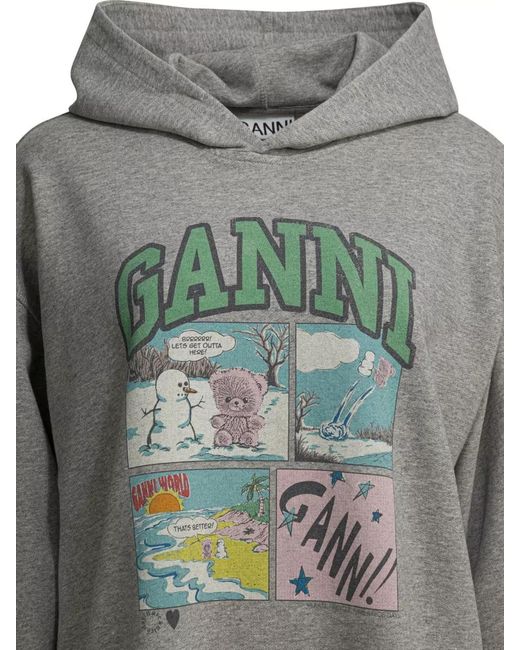 Ganni Gray "Bear Comic" Hoodie