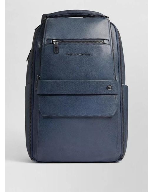 Piquadro Blue Laptop Backpack 156 Inch Front Pocket for men