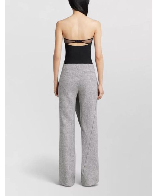 Courreges Gray Textured Wool Asymmetric Wide-Leg Trousers