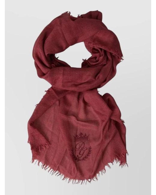 Dolce & Gabbana Red Cashmere Knit Wrap Shawl Fringe Scarf for men