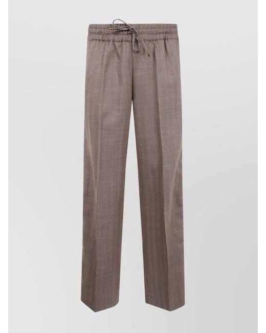 Drole de Monsieur Brown Virgin Wool Wide-Leg Trousers for men
