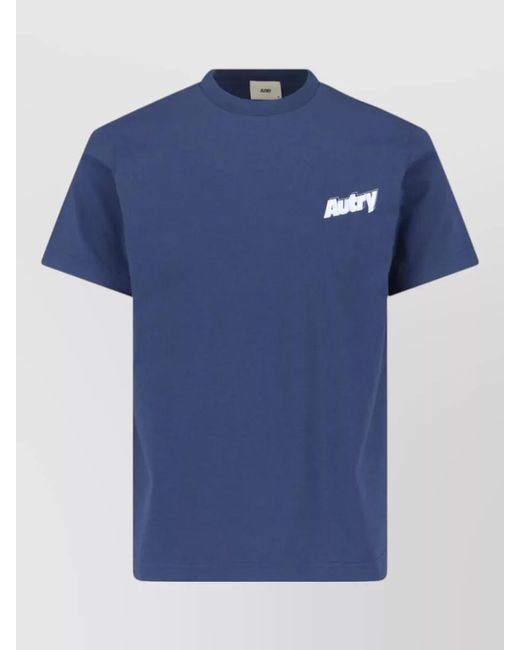 Autry Blue Ribbed Regular-Fit Cotton Short-Sleeve T-Shirt for men