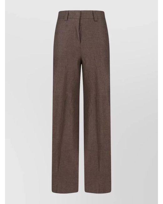 Incotex Brown Tailored Straight Trousers Belt Loops Back Pocket