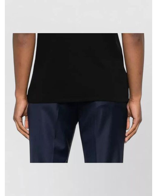 Tom Ford Black Cotton Perforated Ribbed Short-Sleeve Crew-Neck T-Shirt for men