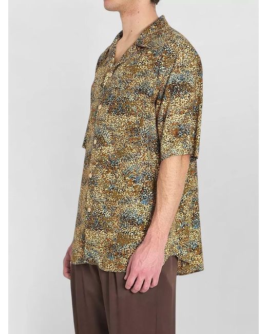 Saint Laurent Green Printed Viscose Short-Sleeve Bowling Shirt for men