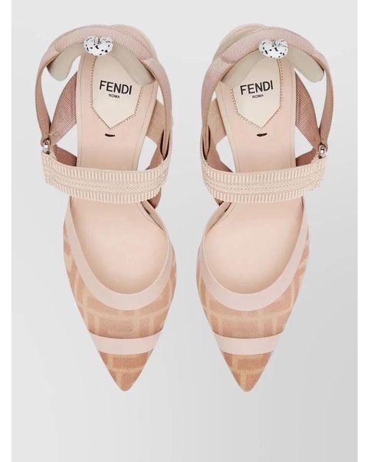 Fendi Natural Mesh Slingback Pumps