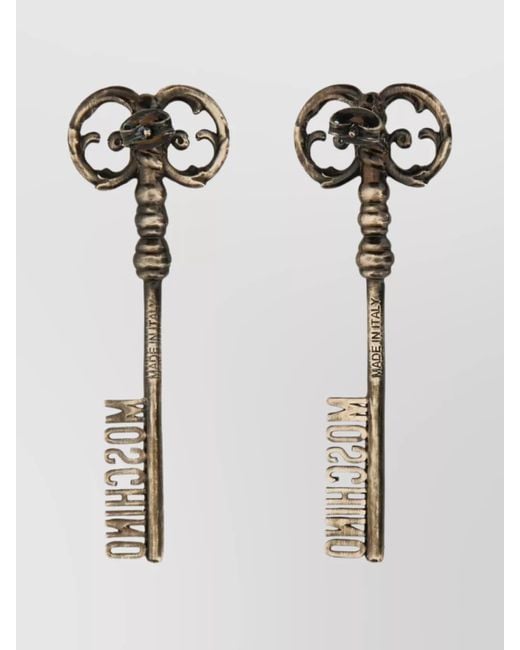 Moschino White Logo Earrings