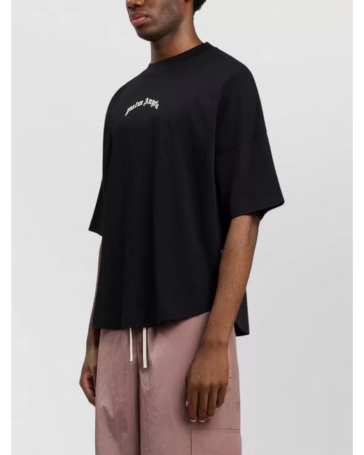 Palm Angels Black Logo Crew Neck T-Shirt Short Sleeves for men