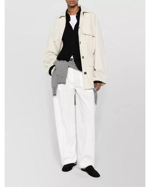 Totême  Natural Cotton Blend Jacket Elastic Waist Collar
