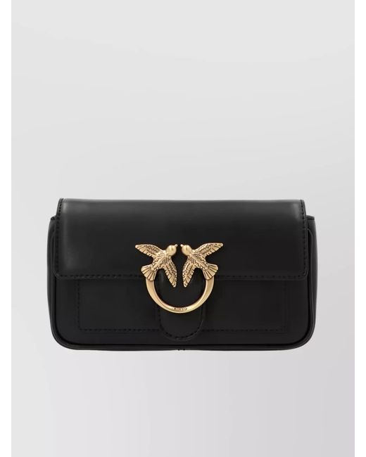 Pinko Black Love Bag One Leather Crossbody Bag