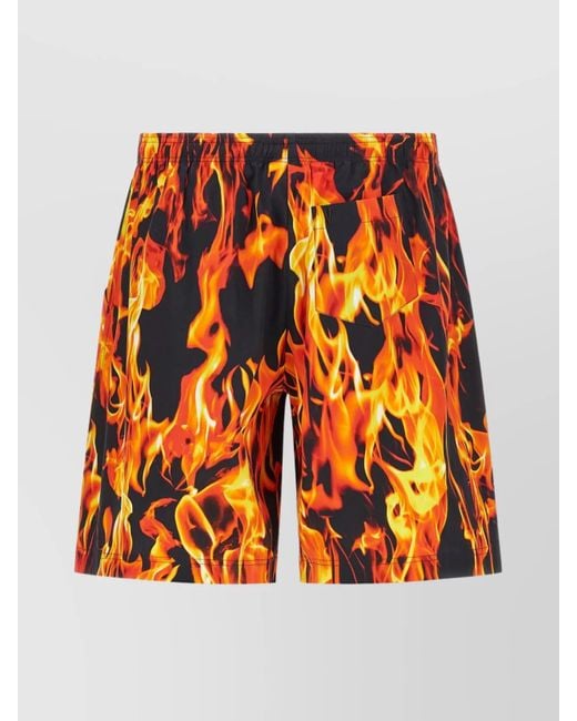 Vetements Orange Cotton Fire-Print Deck Shorts for men