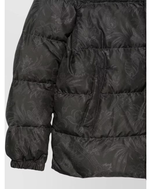 Etro Gray Paisley-Print Quilted Down Jacket for men
