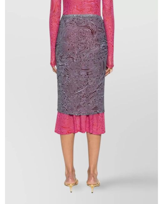Dries Van Noten Purple Printed Fitted Skirt