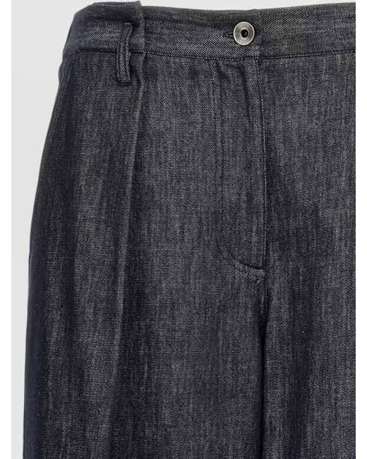 Brunello Cucinelli Blue Pleated Crop Trousers Wide Leg Belt Loops