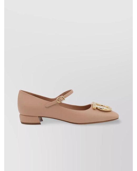 Ferragamo Multicolor Buckle Round Toe Ballerina Shoes