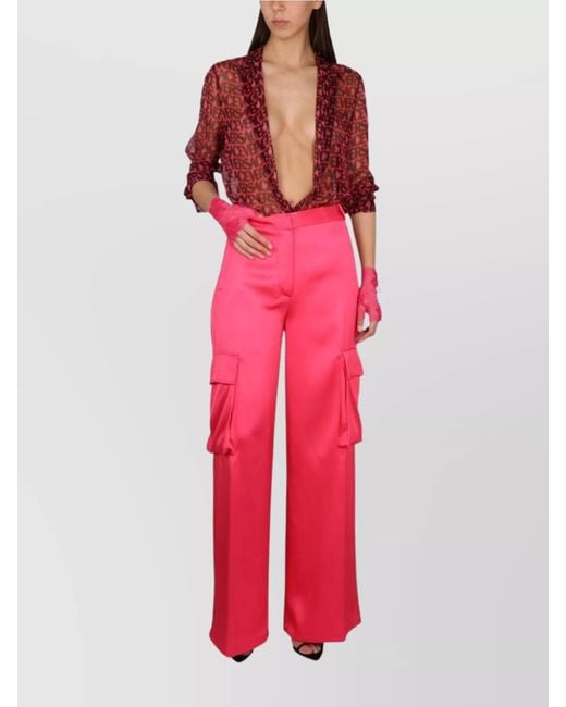 Versace Red Wide-Leg Trousers