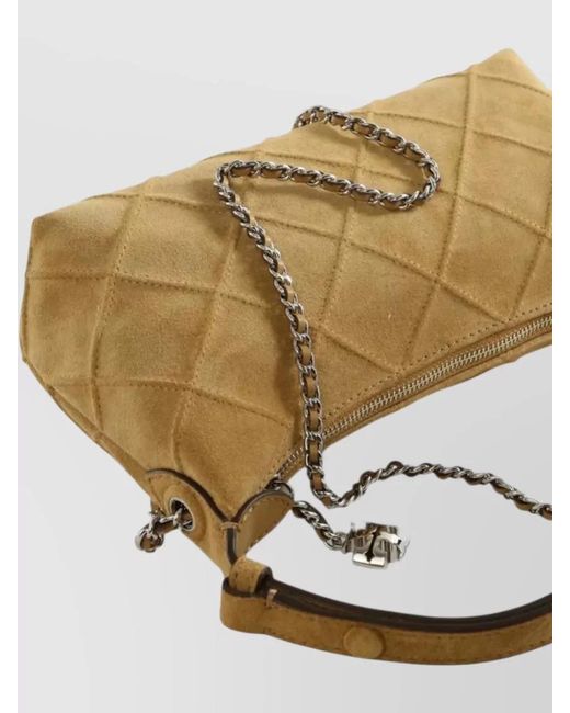 Tory Burch Metallic Fleming Suede Quilted Mini Shoulder Bag