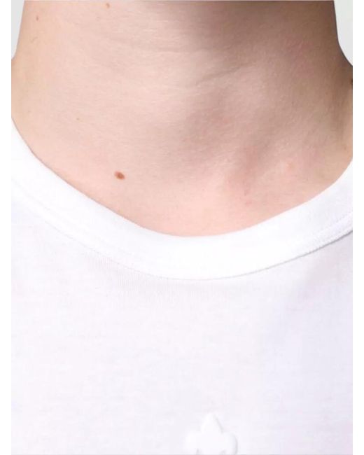 Dolce & Gabbana White Logo Embossed Cotton Crewneck T-Shirt for men