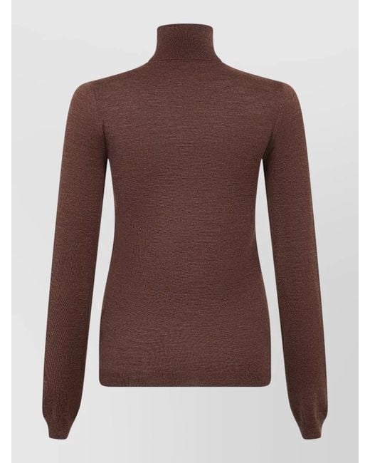Maison Margiela Brown Wool Silk Turtleneck Long Sleeve Sweater