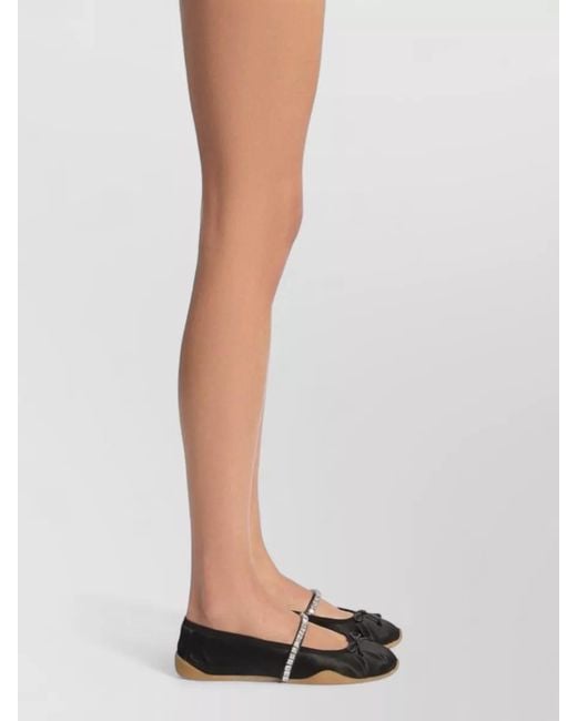 Giuseppe Zanotti Black Silk Satin Ballerina Shoes