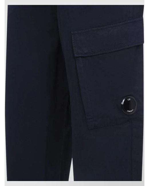 C P Company Blue Cp Company Straight Leg Cotton Cargo Trousers for men